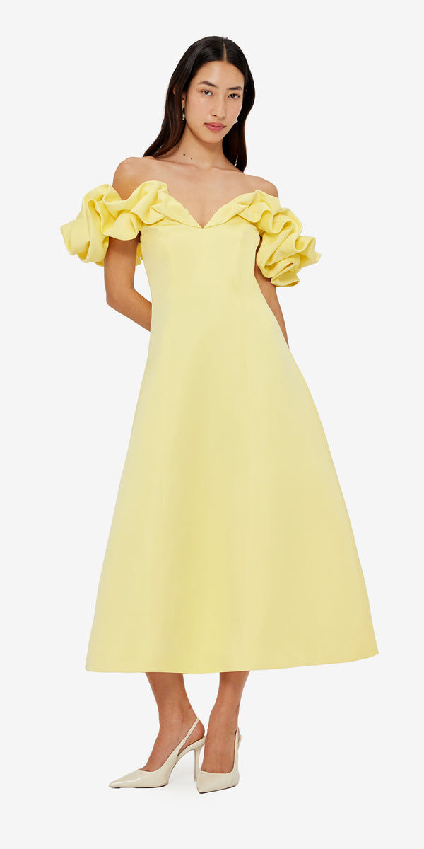 Leo Lin Annie Off Shoulder Frill Midi Dress
