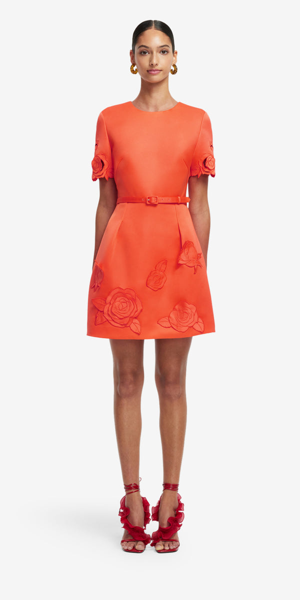 Leo Lin Aurelie Appliqué Short Sleeve Mini Dress