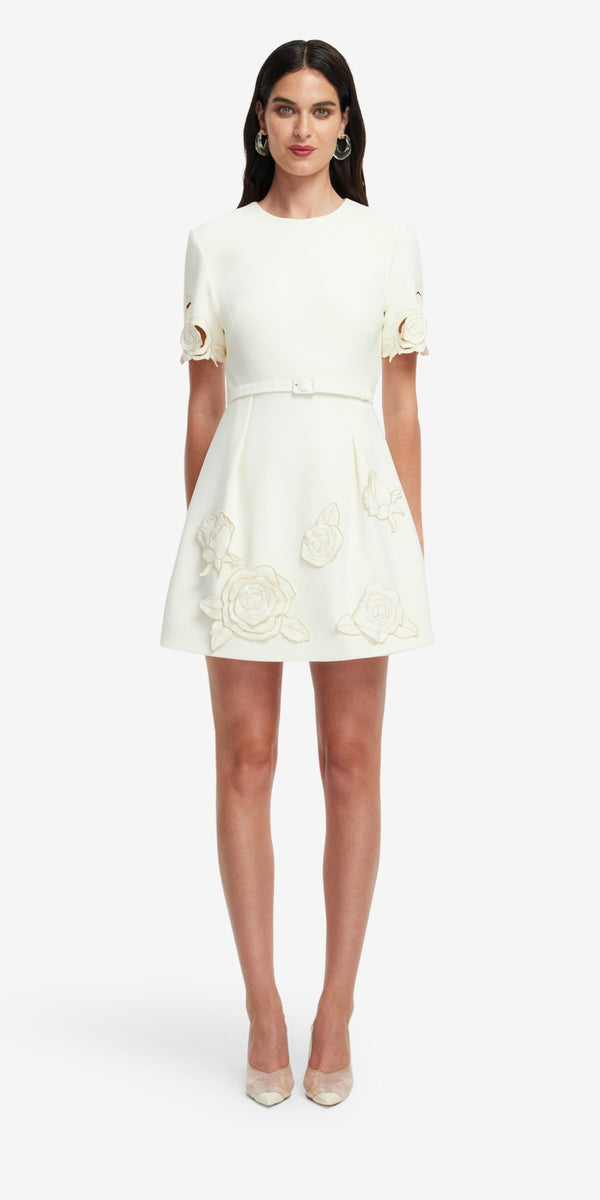 Leo Lin Aurelie Appliqué Short Sleeve Mini Dress