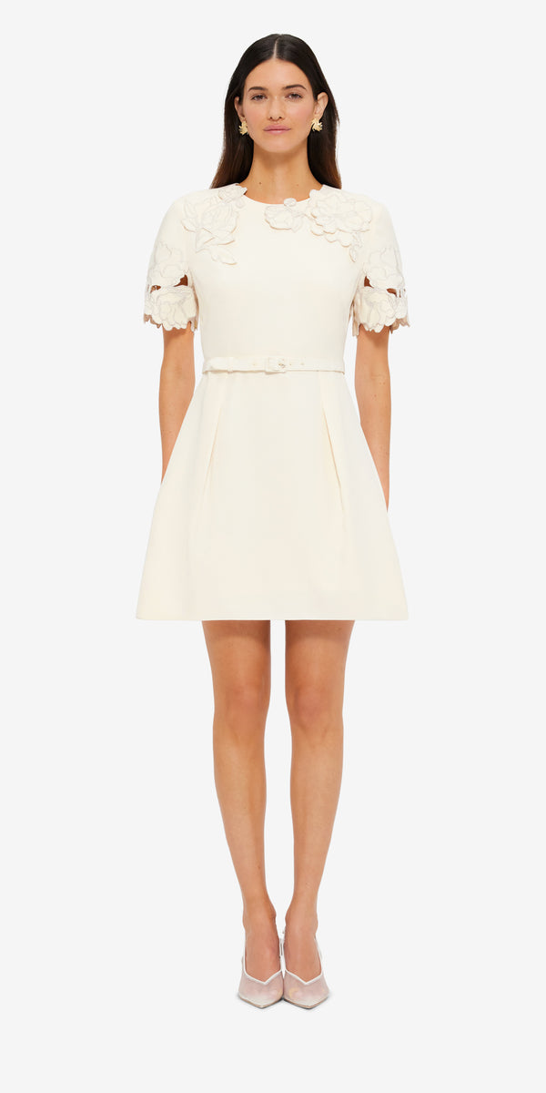 Leo Lin Aurelie Appliqué Short Sleeve Mini Dress
