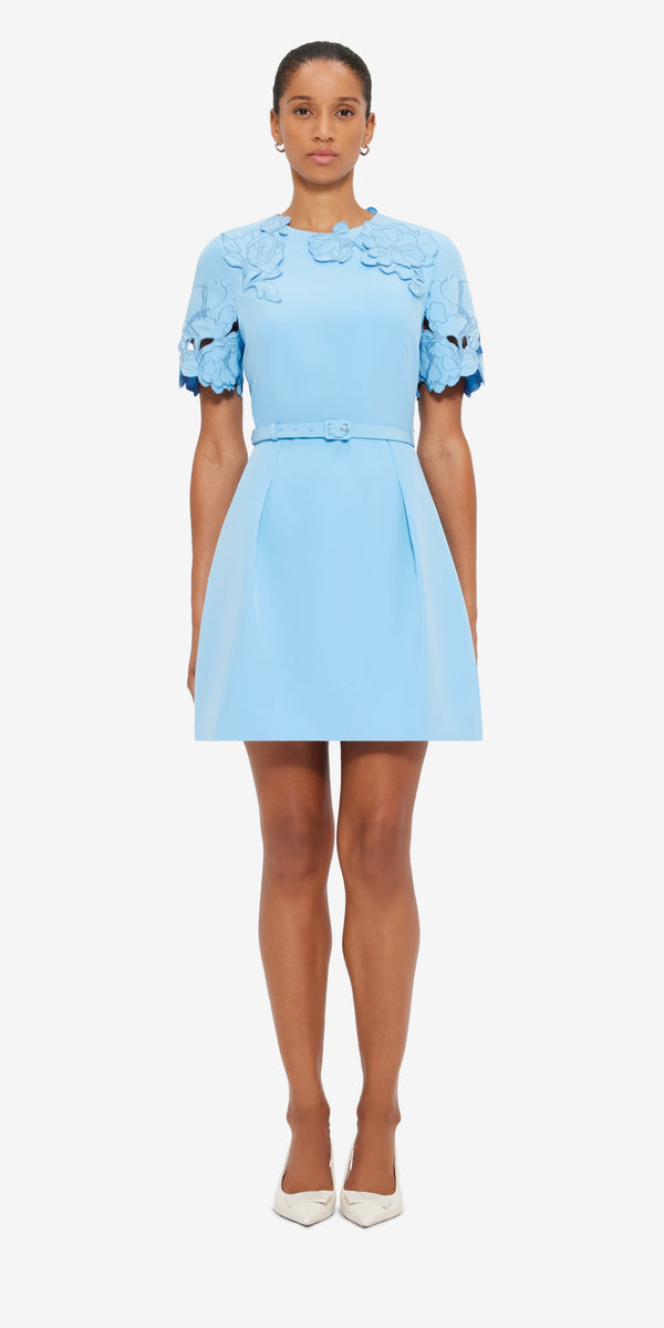 Leo Lin Aurelie Appliqué Short Sleeve Mini Dress