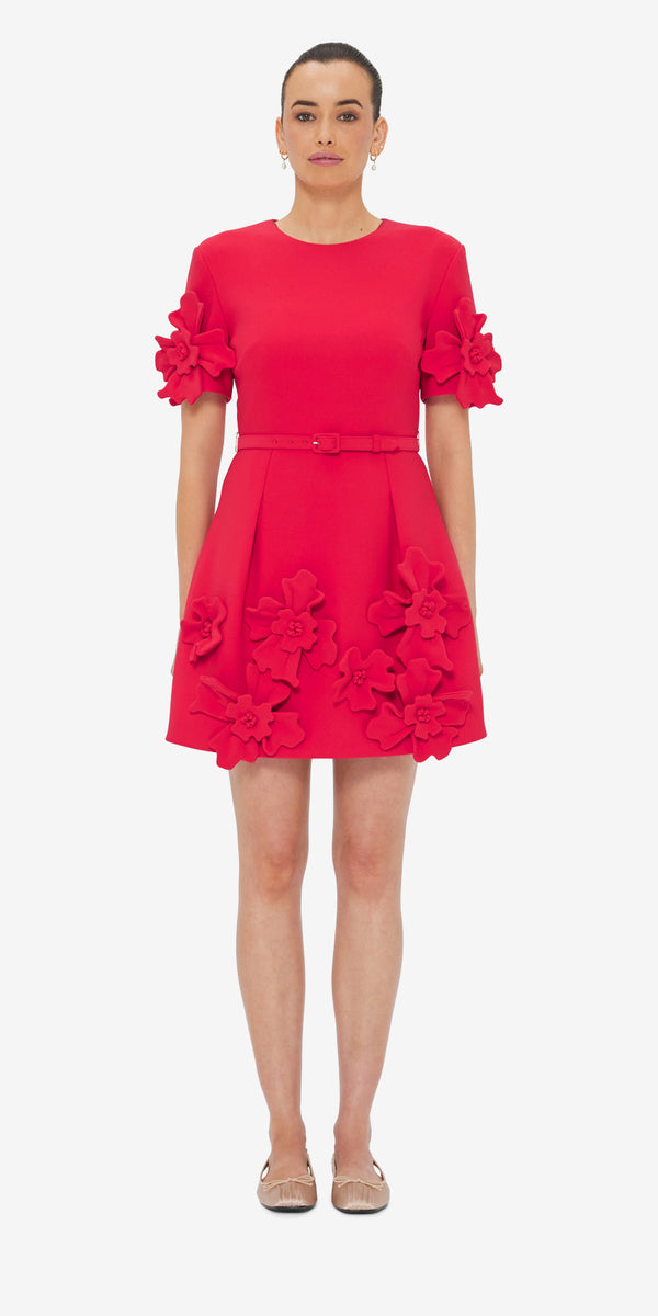 Leo Lin Aurelie Floral Appliqué Mini Dress