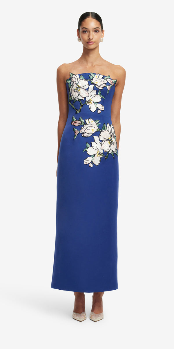 leo Lin Ava Appliqué Floral Bustier Maxi Dress