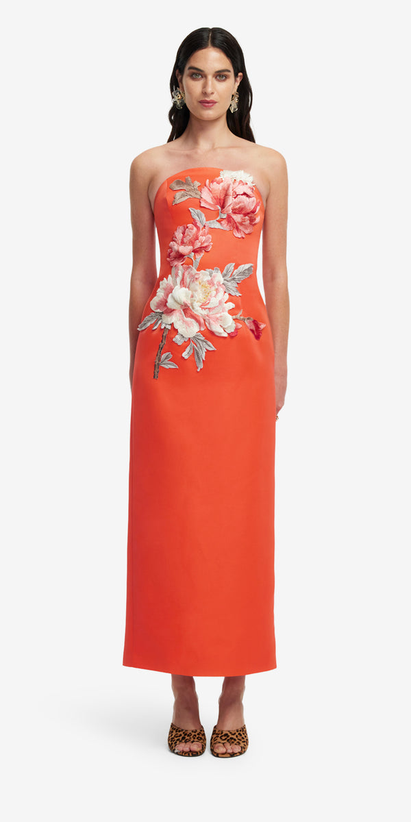 Leo Lin Ava Appliqué Floral Bustier Maxi Dress