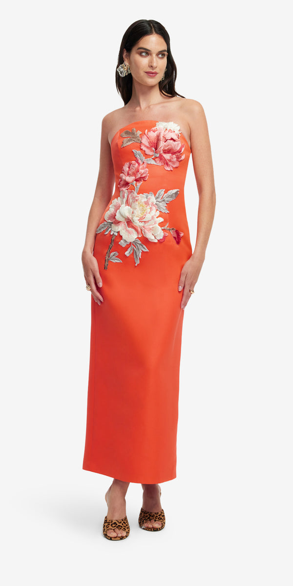 Leo Lin Ava Appliqué Floral Bustier Maxi Dress
