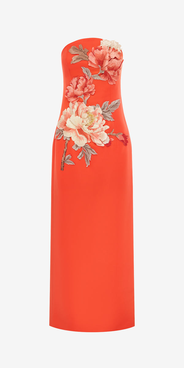 leo lin Ava Appliqué Floral Bustier Maxi Dress