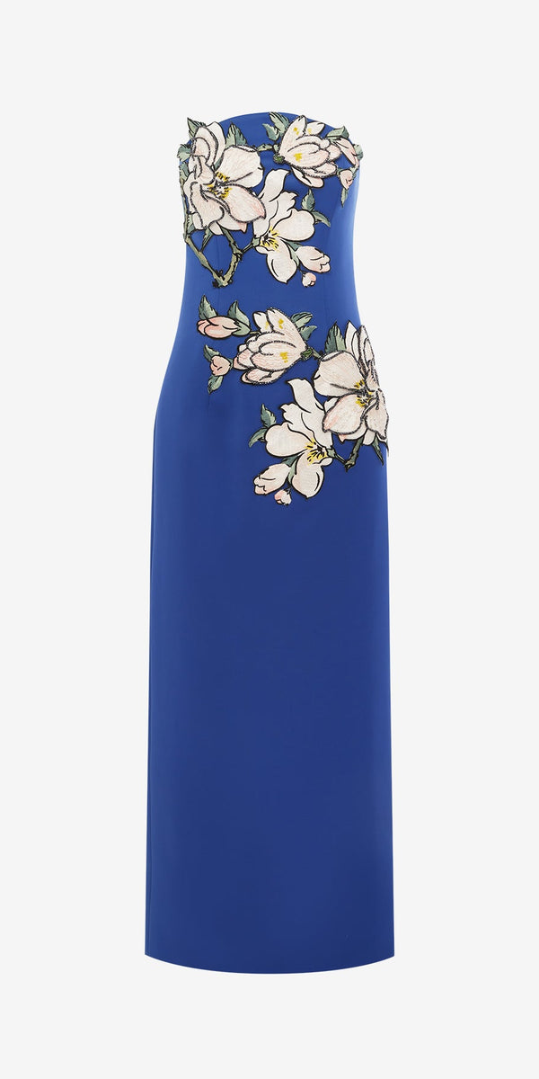 leo lin Ava Appliqué Floral Bustier Maxi Dress