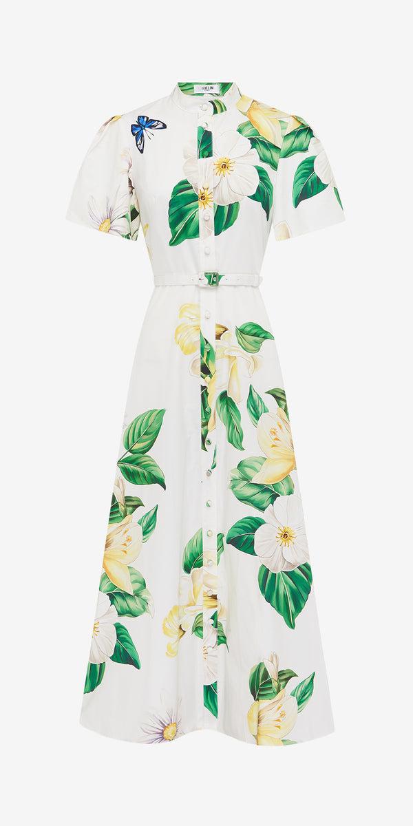 leo lin Bianca Short Sleeve Midi Dress
