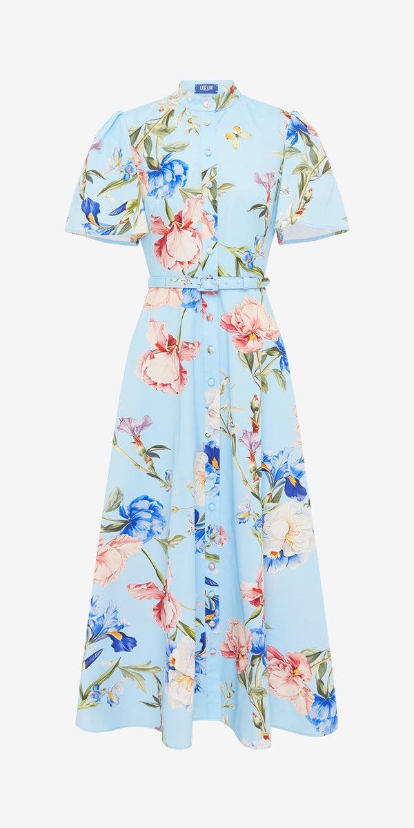 leo lin Bianca Short Sleeve Midi Dress