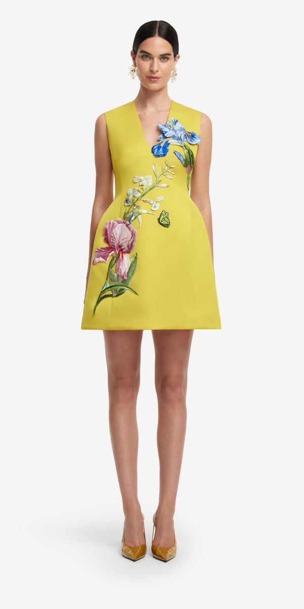 Leo Lin Bree V Neck Embroidery Mini Dress