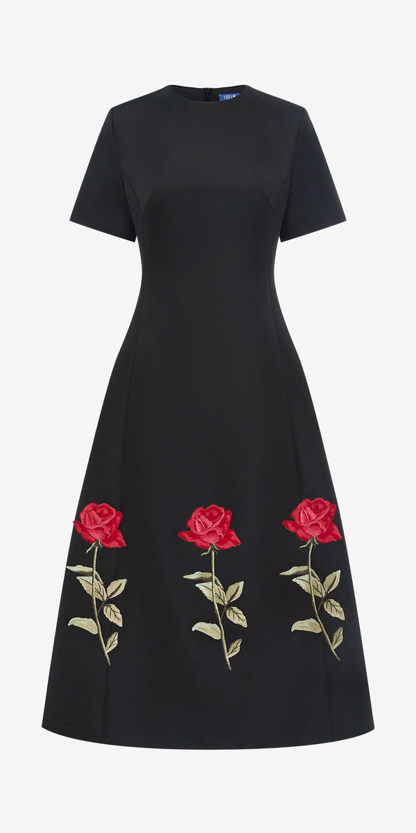 leo lin Caroline Embellished Rose Midi Dress