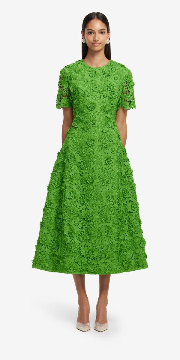 Leo Lin Caroline Lace Short Sleeve Midi Dress
