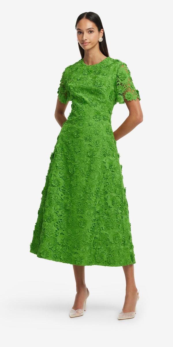 Leo Lin Caroline Lace Short Sleeve Midi Dress
