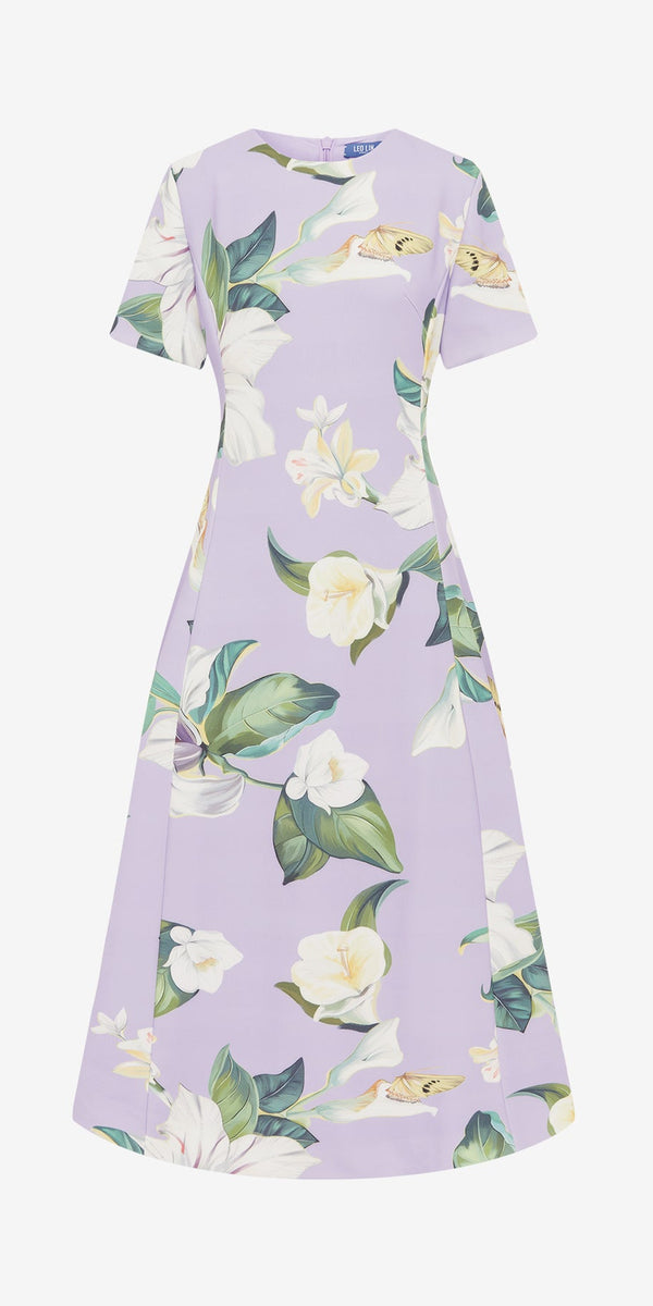leo lin Caroline Short Sleeve Midi Dress