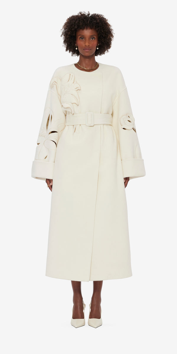 Leo Lin Celestine Appliqué Wool Coat