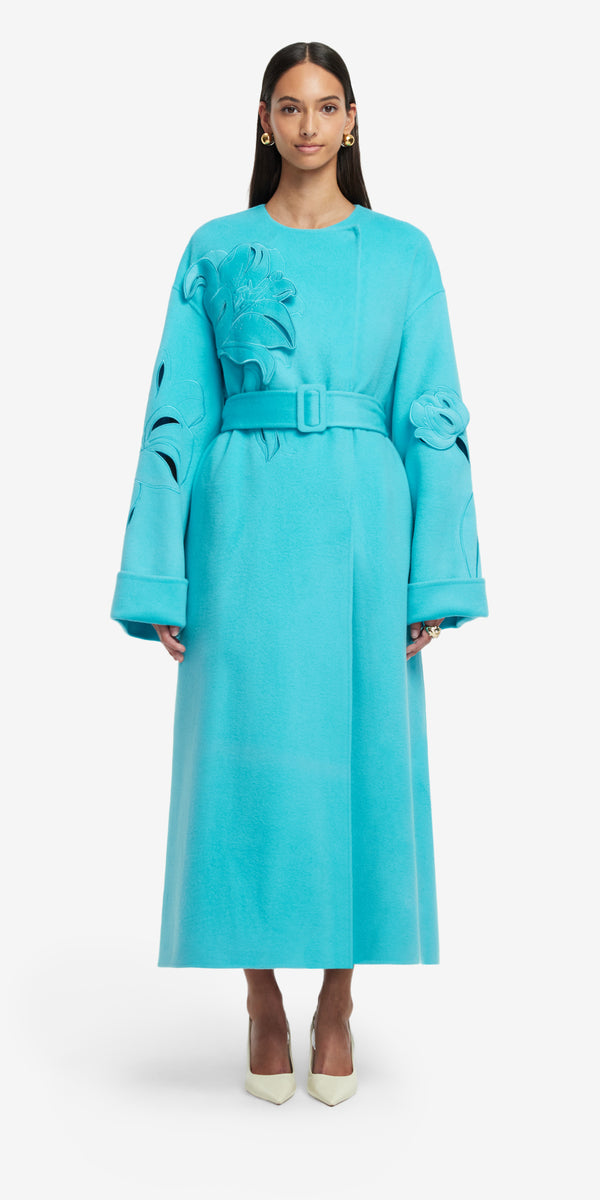 Leo Lin Celestine Appliqué Wool Coat