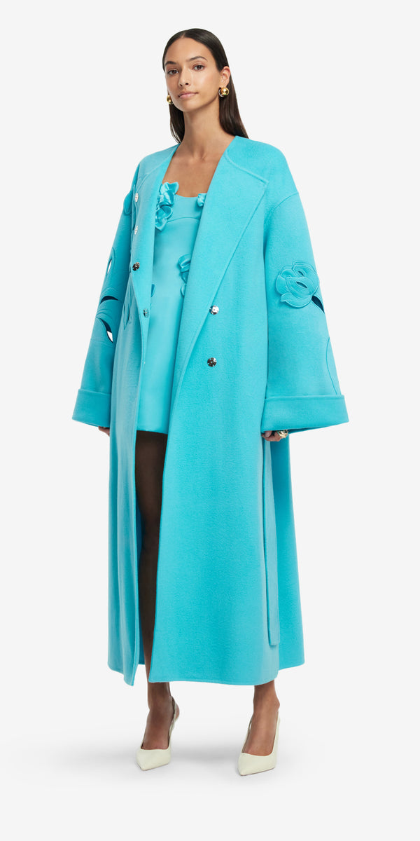 Leo Lin Celestine Appliqué Wool Coat