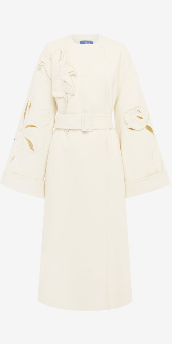 leo lin Celestine Appliqué Wool Coat