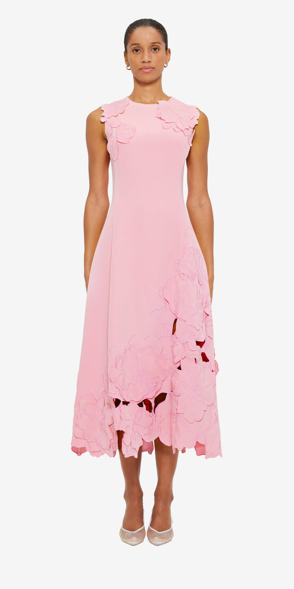 Leo Lin Cleo Appliqué Sleeveless Midi Dress