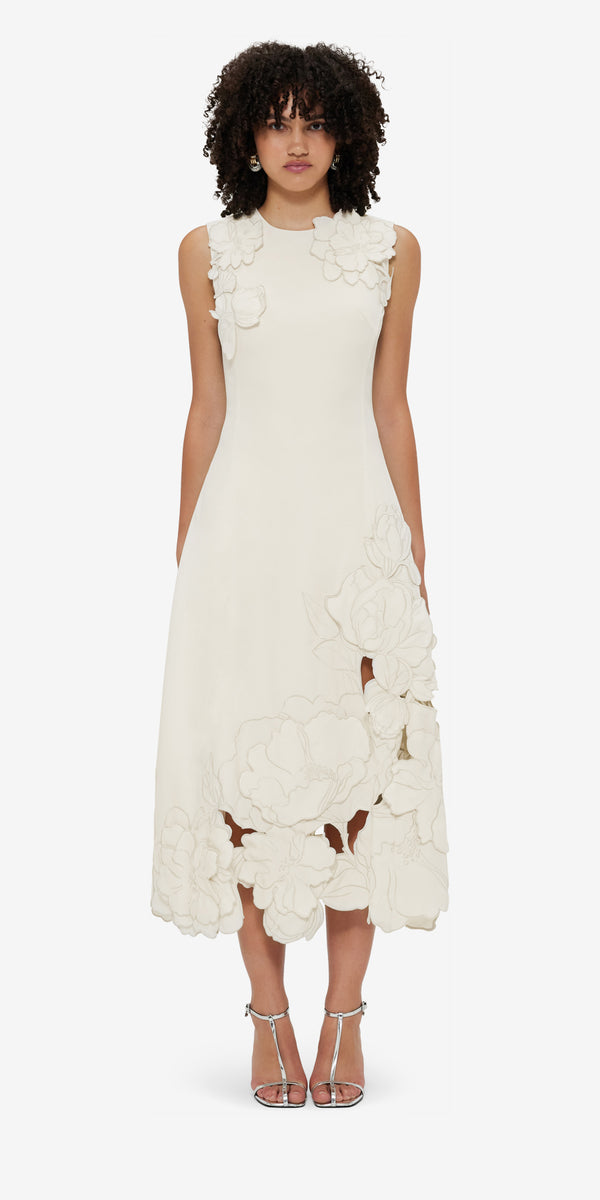 Leo Lin Cleo Appliqué Sleeveless Midi Dress