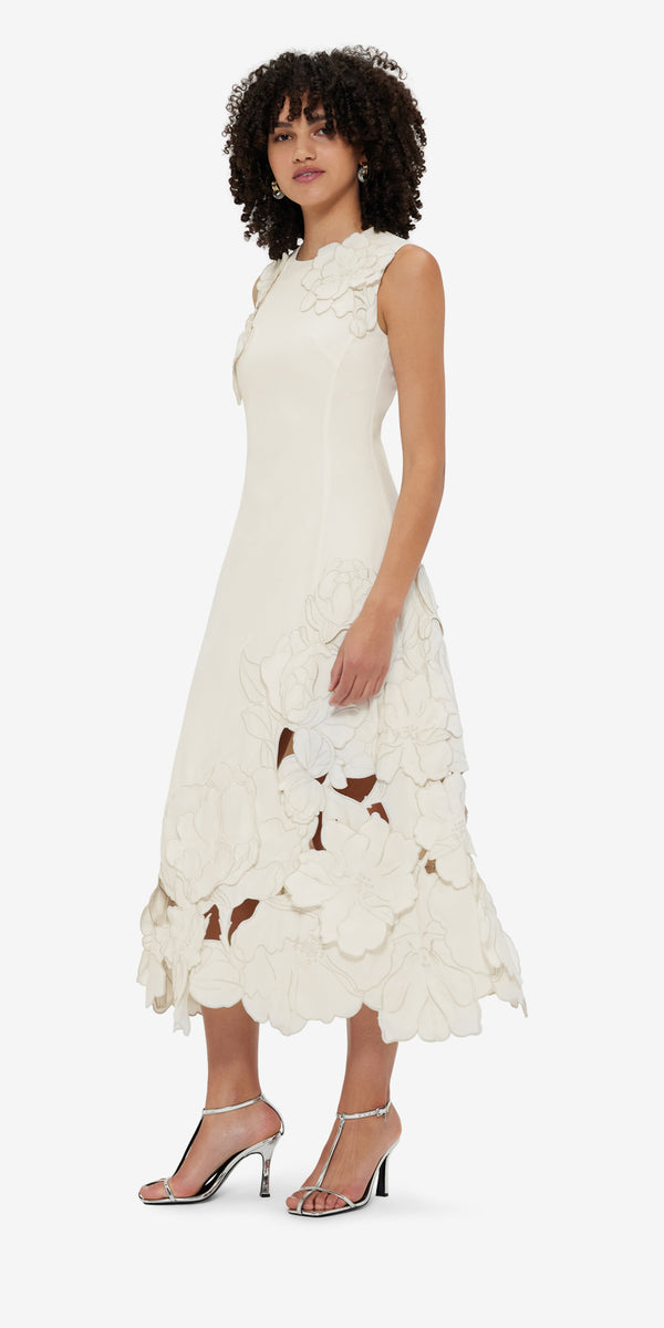 Leo Lin Cleo Appliqué Sleeveless Midi Dress