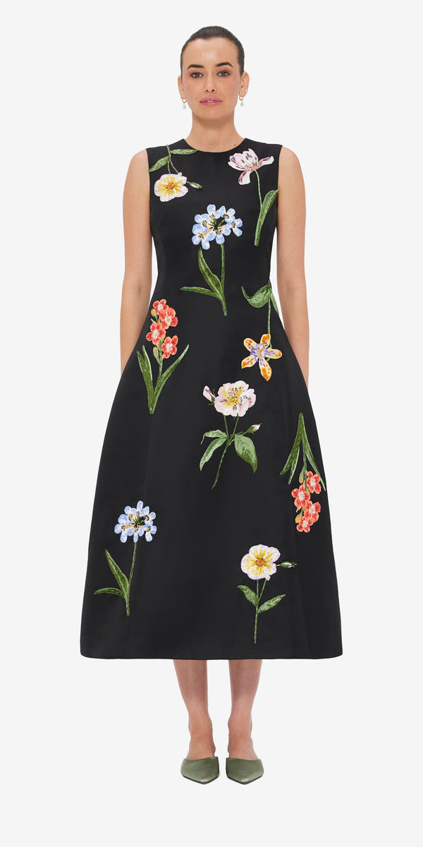 Leo Lin Cleo Embroidered Sleeveless Midi Dress