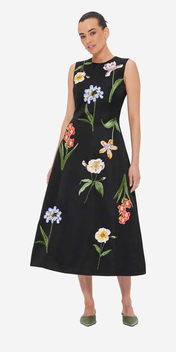 Leo Lin Cleo Embroidered Sleeveless Midi Dress