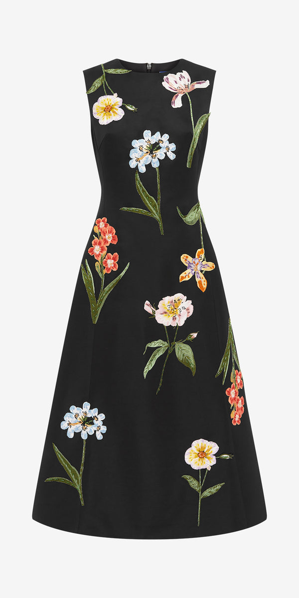 leo lin Cleo Embroidered Sleeveless Midi Dress