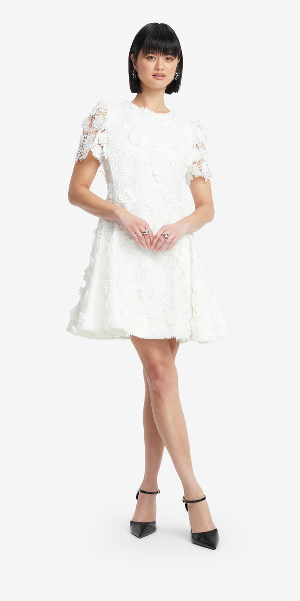 Leo Lin Elyse Lace Short Sleeve Mini Dress
