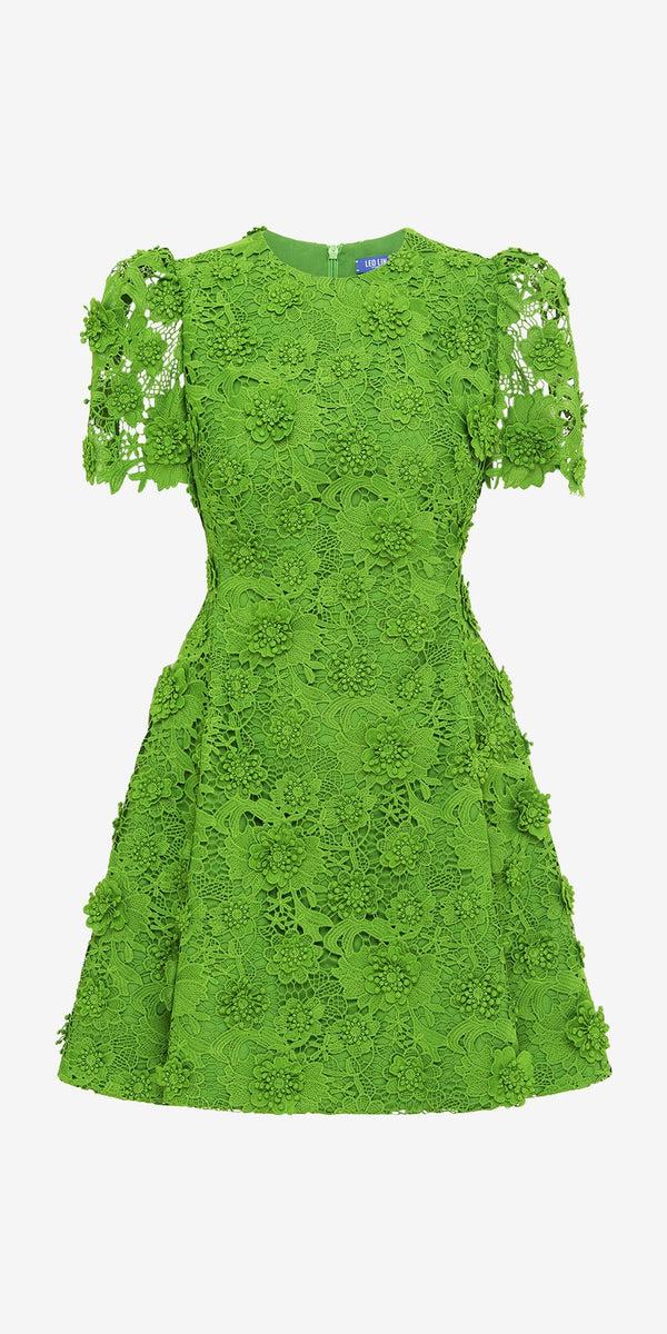 leo lin Elyse Lace Short Sleeve Mini Dress