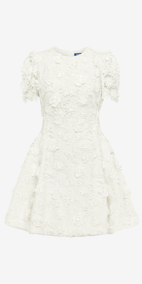leo lin Elyse Lace Short Sleeve Mini Dress