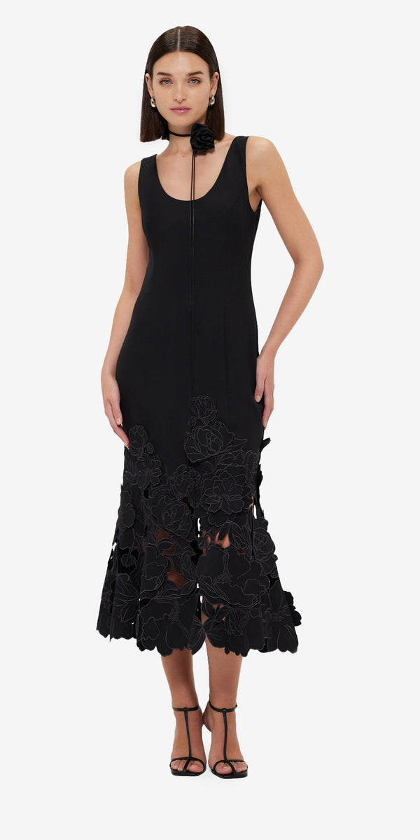 Leo Lin Emily Appliqué Midi Dress