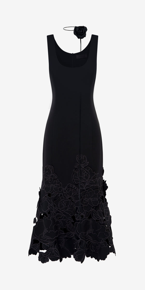 leo lin Emily Appliqué Midi Dress