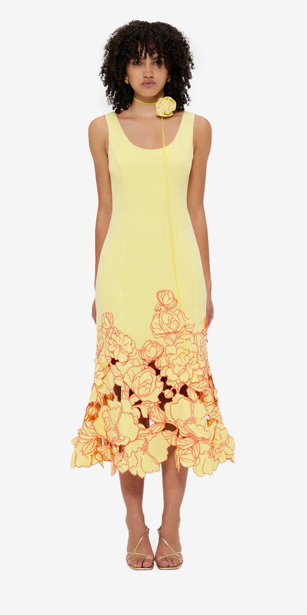 Leo Lin Emily Appliqué Midi Dress