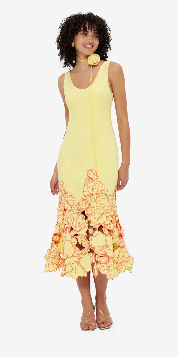 Leo Lin Emily Appliqué Midi Dress