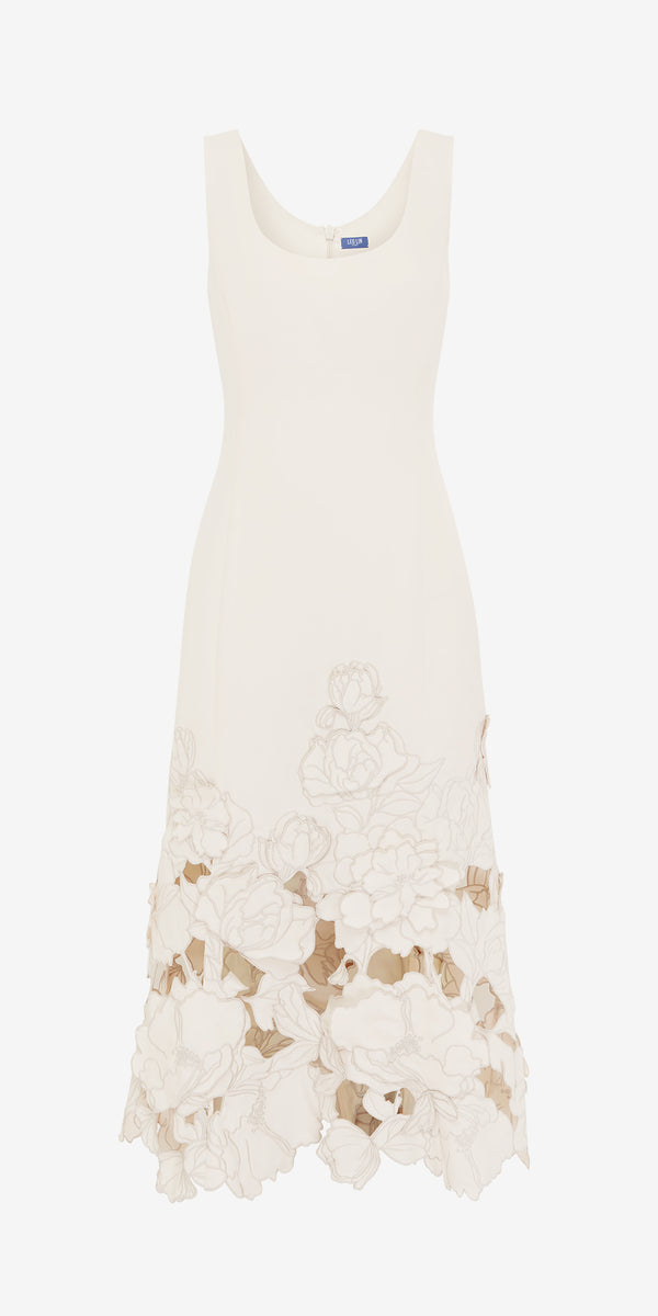 leo lin Emily Appliqué Midi Dress