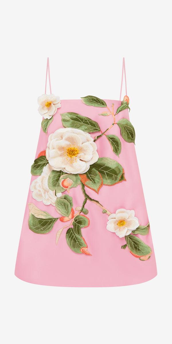 leo lin Felicia Appliqué Floral Mini Dress