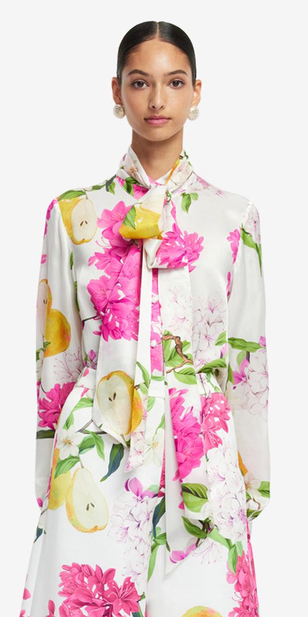 Leo Lin Freya Tie Neck Silk Blouse