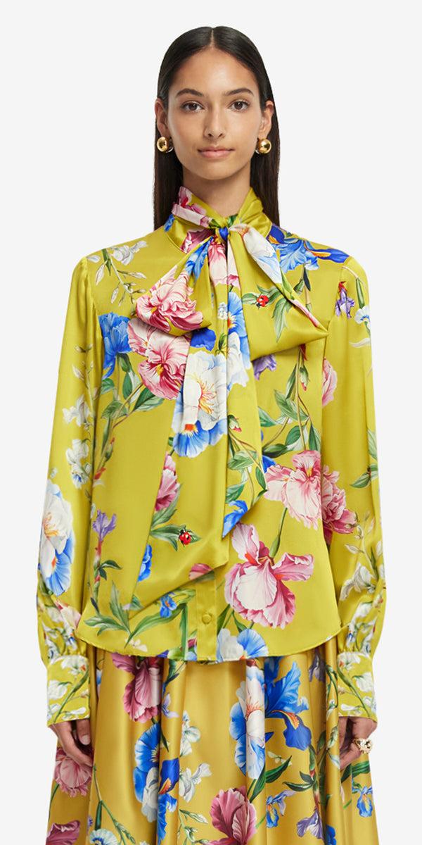 Leo Lin Freya Tie Neck Silk Blouse