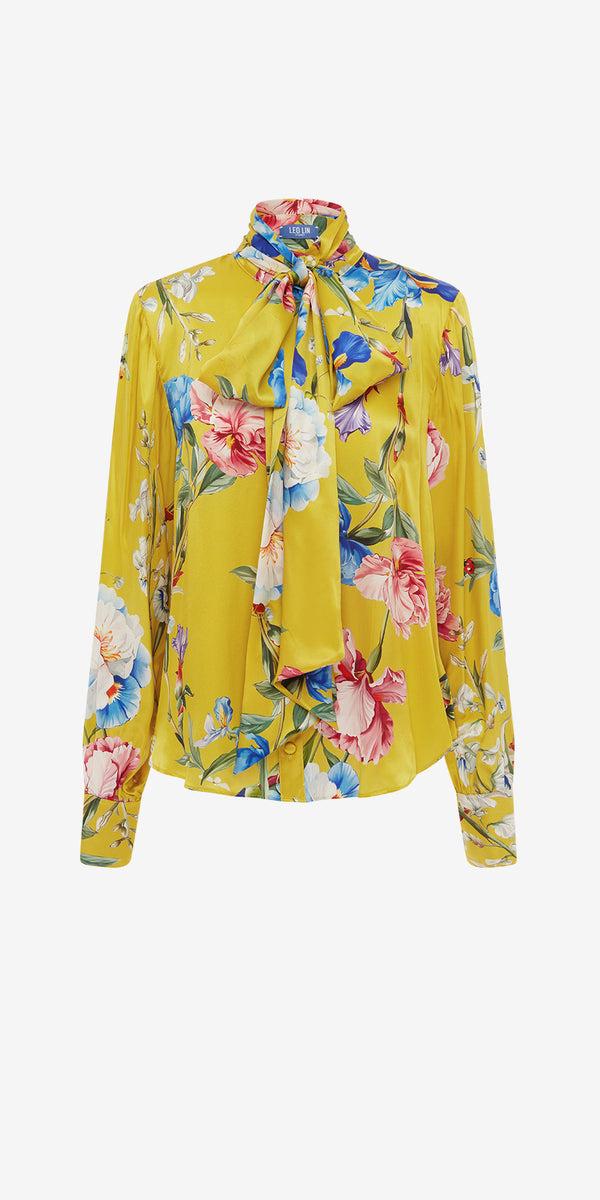 leo lin Freya Tie Neck Silk Blouse