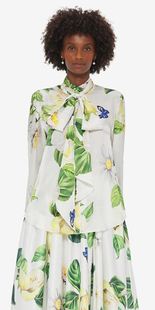 Leo Lin Freya Tie Neck Silk Blouse