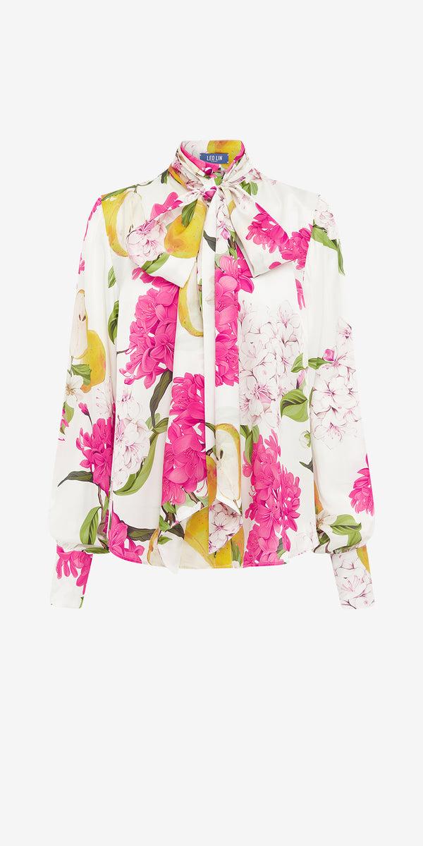 leo lin Freya Tie Neck Silk Blouse