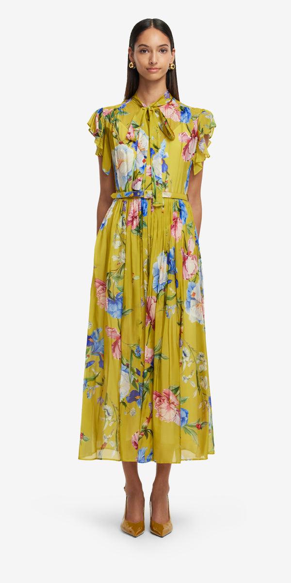 Leo Lin Grace Flutter Sleeve Midi Dress