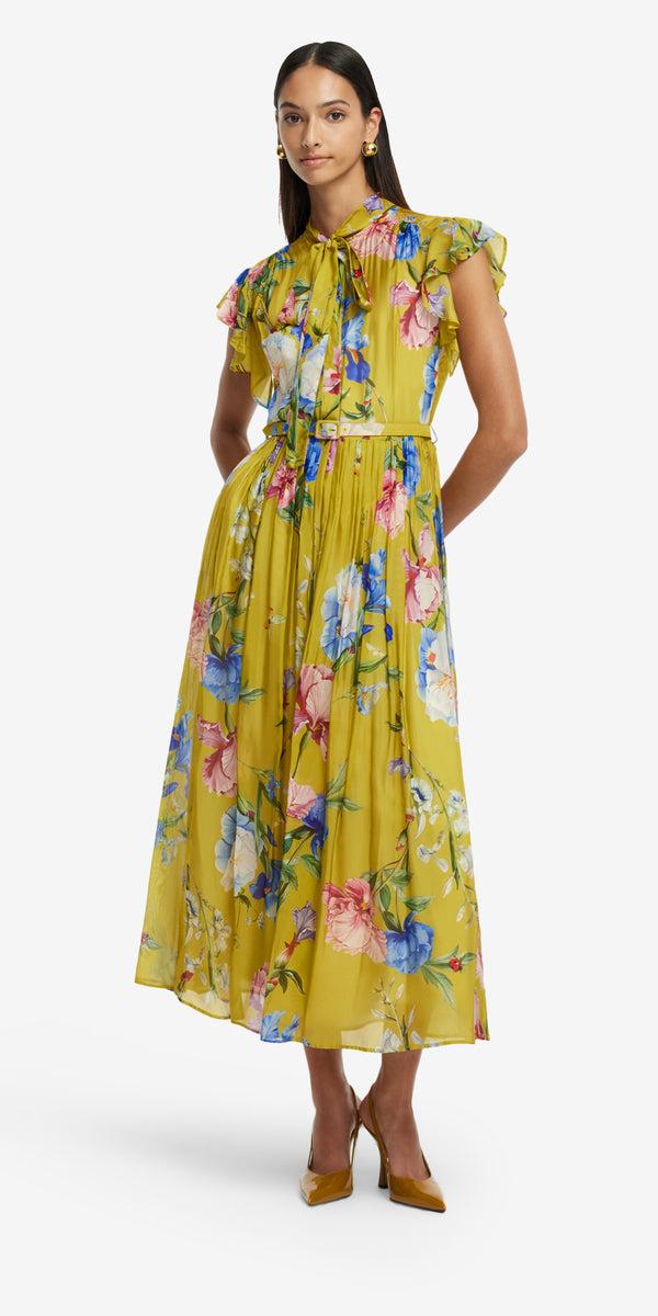 Leo Lin Grace Flutter Sleeve Midi Dress