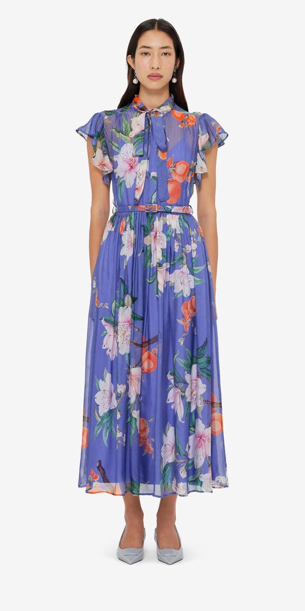 Leo Lin Grace Flutter Sleeve Midi Dress