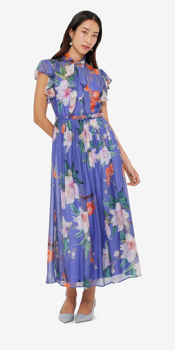 Leo Lin Grace Flutter Sleeve Midi Dress