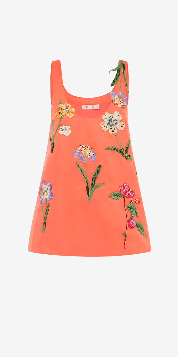 leo lin Helaine Embroidered Top