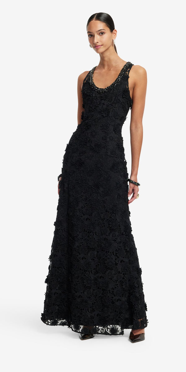 Leo Lin Helena Lace Embellished Maxi Dress
