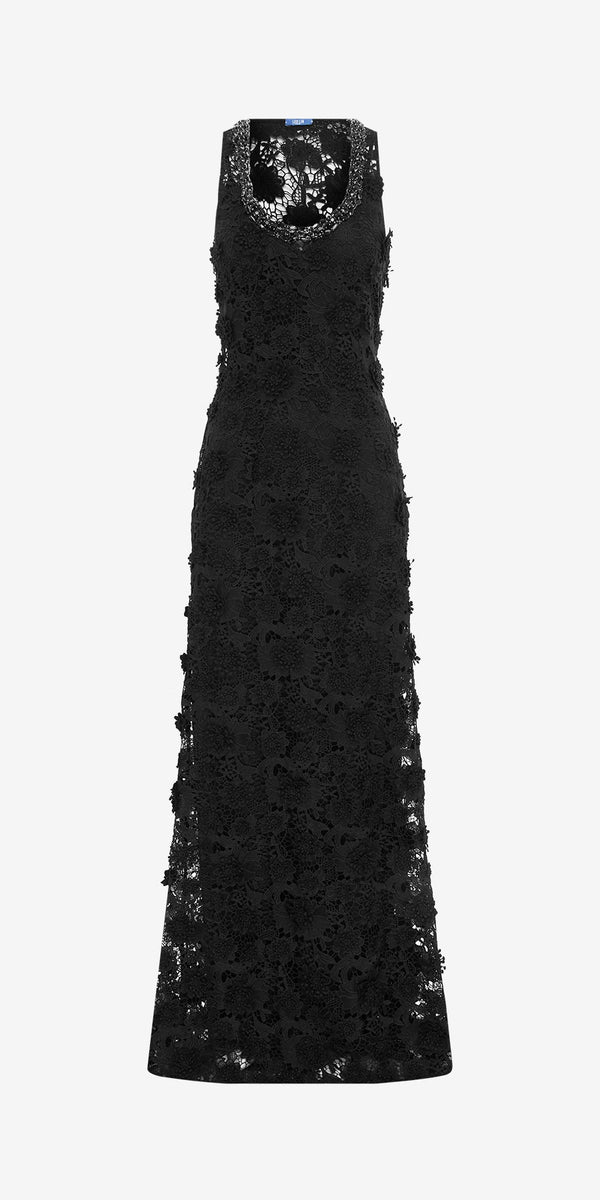 leo lin Helena Lace Embellished Maxi Dress