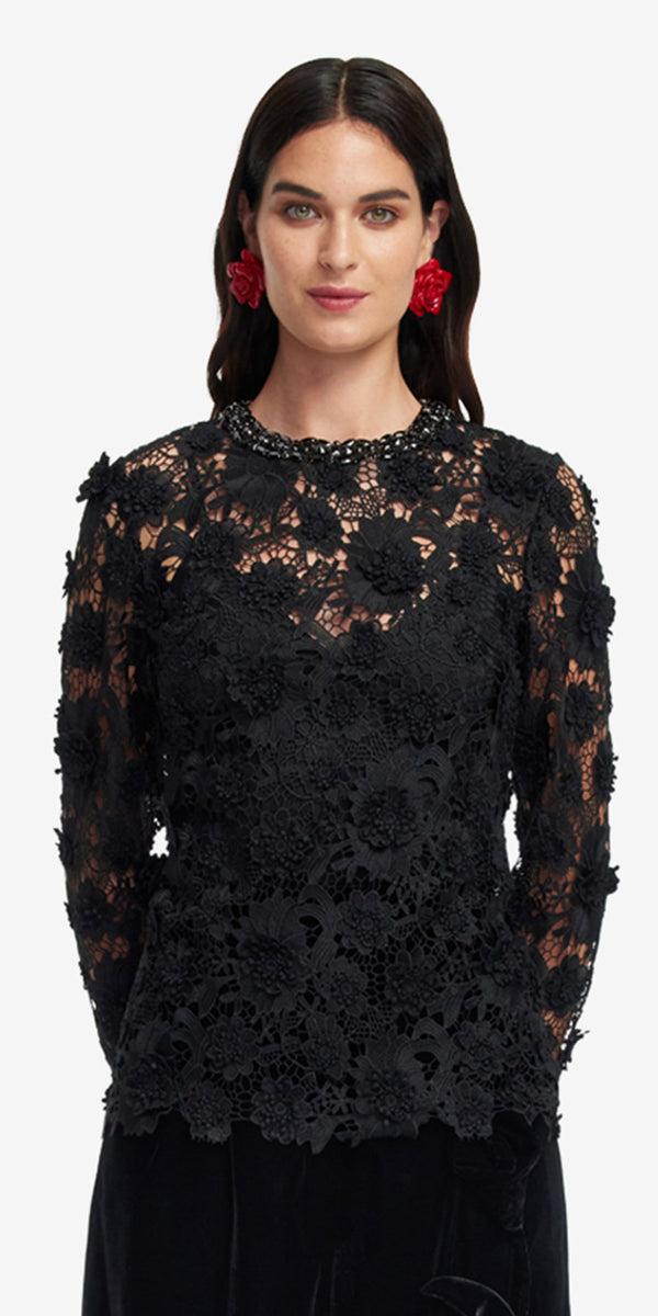 Leo Lin Ines Lace Embellished Top